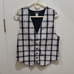 Vintage Counterparts Navy Inner, Plaid Outer Waistcoat